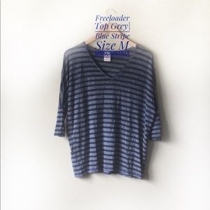 Freeloader Dolman Sleeve Striped VNeck Top Size M